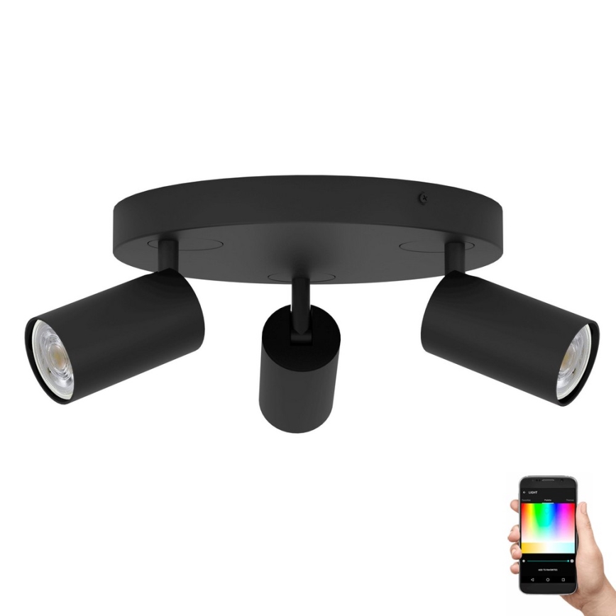 Eglo - Точковий LED RGBW світильник з регулюванням яскравості 3xGU10/4,9W/230V чорний
