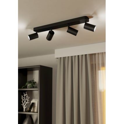 Eglo - Точковий LED RGBW світильник з регулюванням яскравості 4xGU10/4,9W/230V чорний