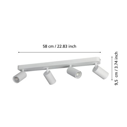 Eglo - Точковий LED RGBW світильник з регулюванням яскравості 4xGU10/4,9W/230V білий