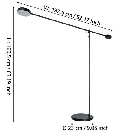 Eglo - Сенсорний LED торшер з регулюванням яскравості LED/24W/230V