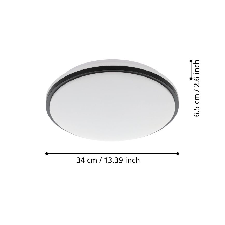 Eglo - Світлодіодний стельовий світильник для ванної кімнати LED/15,6W/230V IP44 чорний
