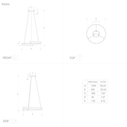 Eglo - Підвісна LED люстра з регулюванням яскравості LED/42,5W/230V 3000-6500K