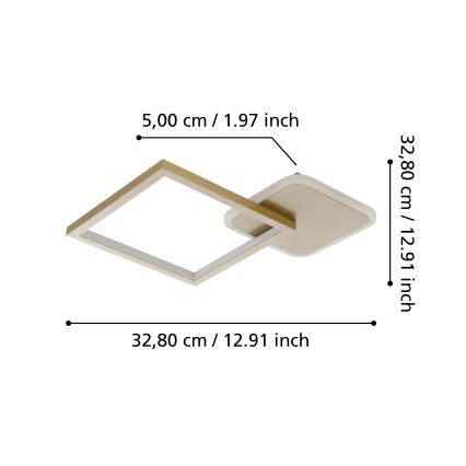 Eglo - Светодиодный потолочный светильник с регулированием яркости LED/15W/230V золотой + дистанционное управление