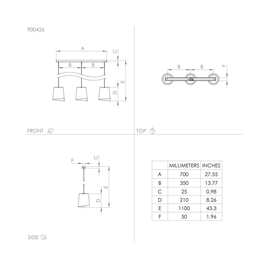 Eglo - Люстра на тросі 3xE27/40W/230V