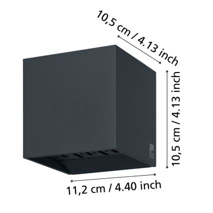 Eglo - Вуличний світлодіодний настінний світильник 2xLED/3,3W/230V IP54