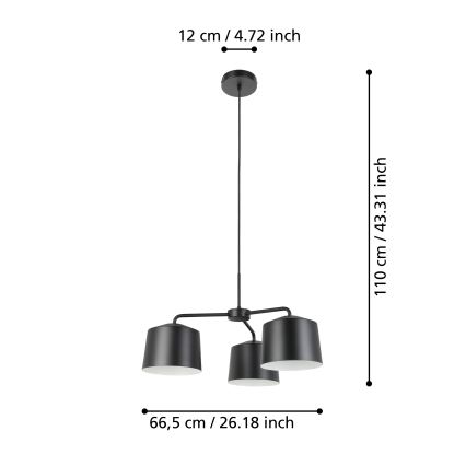 Eglo - Люстра на тросі 3xE27/40W/230V