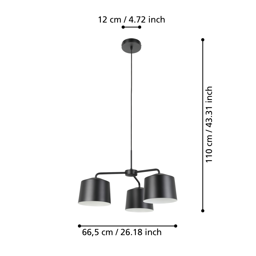 Eglo - Люстра на тросі 3xE27/40W/230V
