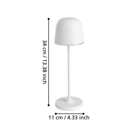 Eglo - Вулична LED акумуляторна лампа з регулюванням яскравості LED/2,2W/5V 1800 mAh сірий IP54