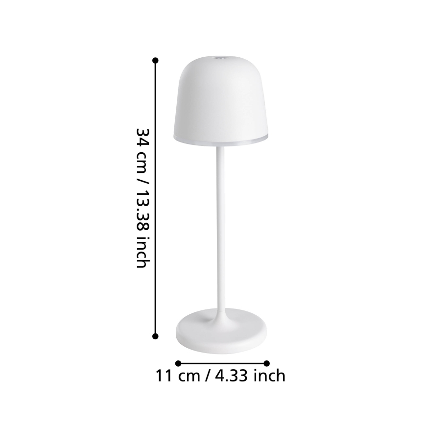 Eglo - Вулична LED акумуляторна лампа з регулюванням яскравості LED/2,2W/5V 1800 mAh сірий IP54