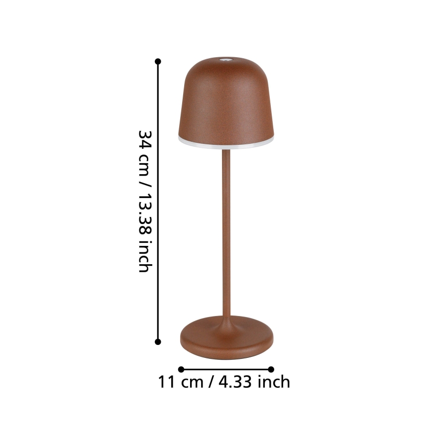 Eglo - Вулична LED акумуляторна лампа з регулюванням яскравості LED/2,2W/5V 1800mAh коричневий IP54