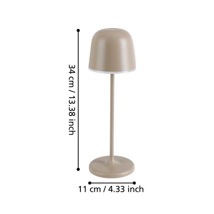 Eglo - LED Вулична акумуляторна лампа з регулюванням яскравості LED/2,2W/5V 1800 mAh бежевий IP54