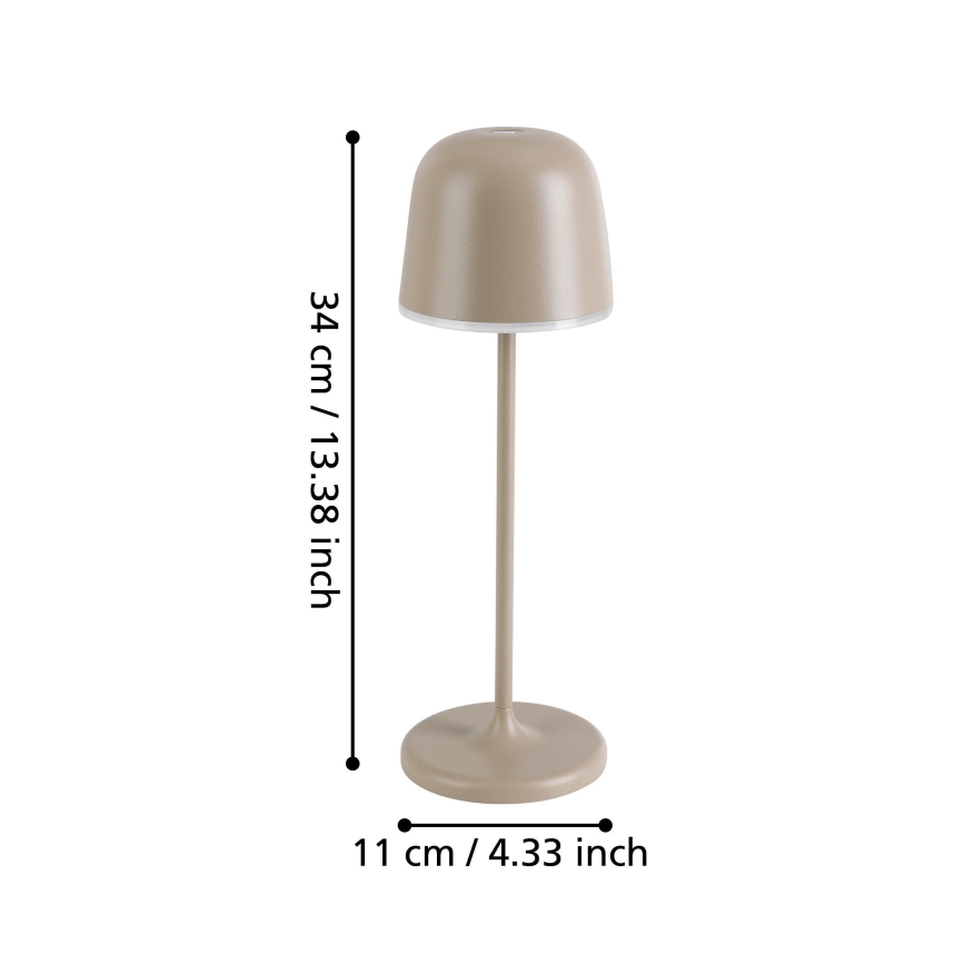 Eglo - LED Вулична акумуляторна лампа з регулюванням яскравості LED/2,2W/5V 1800 mAh бежевий IP54
