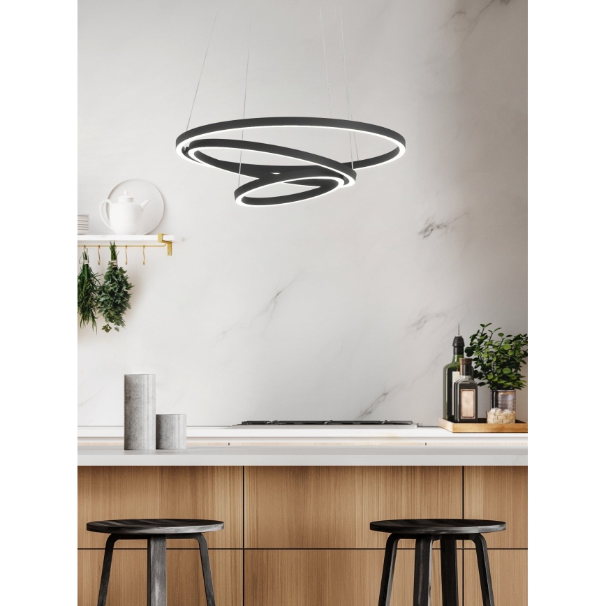 Eglo - Светодиодная подвесная люстра с регулированием яркости LED/43,2W/230V черный