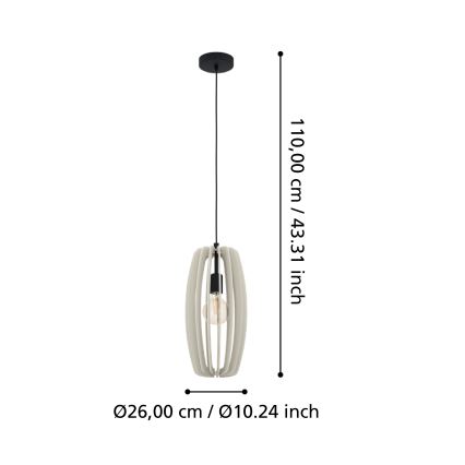 Eglo - Подвесная люстра 1xE27/40W/230V кремовая