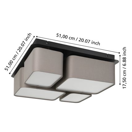 Eglo - Стельовий світильник 4xE27/28W/230V