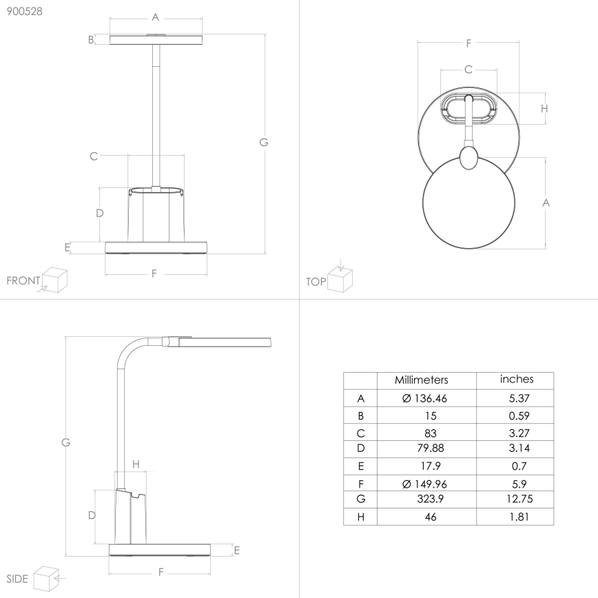 Eglo - Настільна LED лампа з регулюванням яскравості LED/2,1W/5V 1500 mAh 3000-6500K чорний