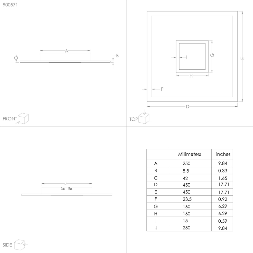 Eglo - LED RGBW стельовий світильник з регулюванням яскравості LED/21,5W/230V 3000-6000K 45x45 cm + пульт дистанційного керування