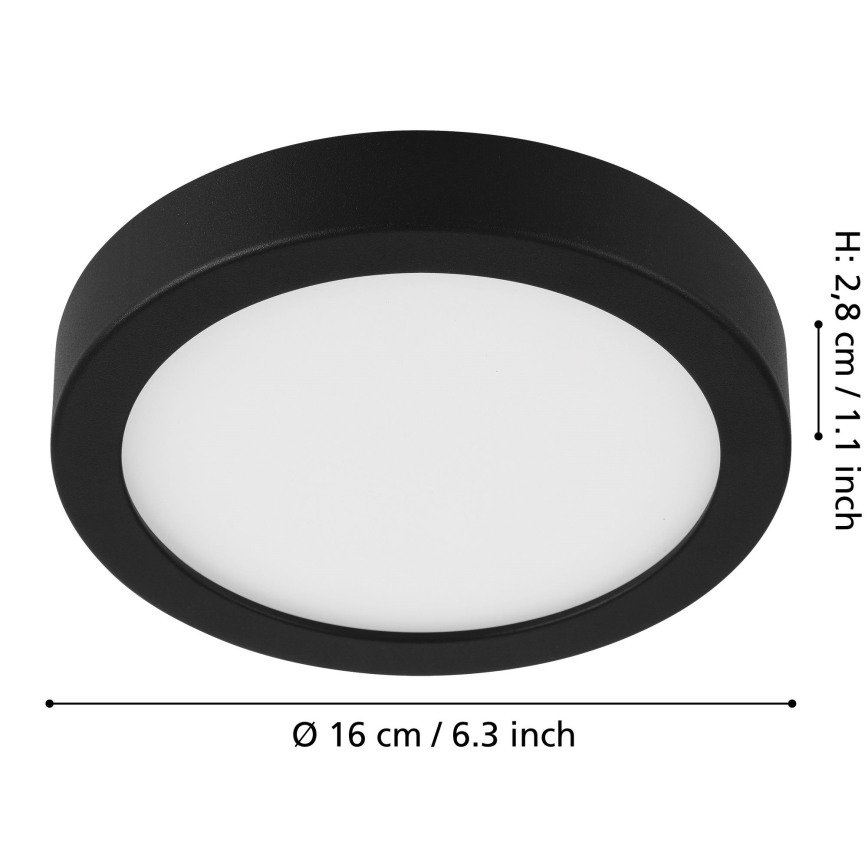 Eglo - Светодиодный потолочный светильник с регулированием яркости LED/11W/230V черный