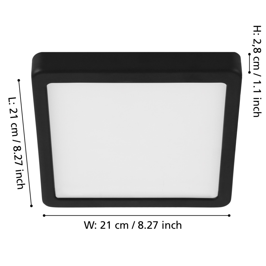 Eglo - диммируемый потолочный LED-светильник LED/17W/230V черный 21x21 cm