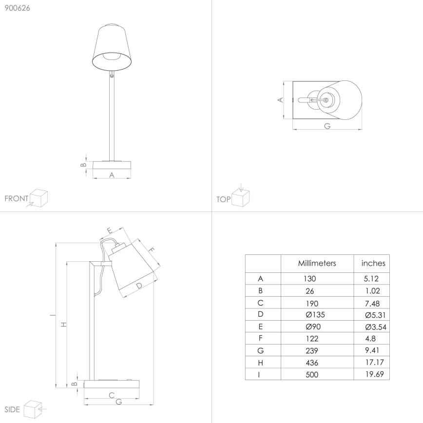 Eglo - LED лампа з регулюванням яскравості та бездротовою зарядкою LED/5,5W/230V