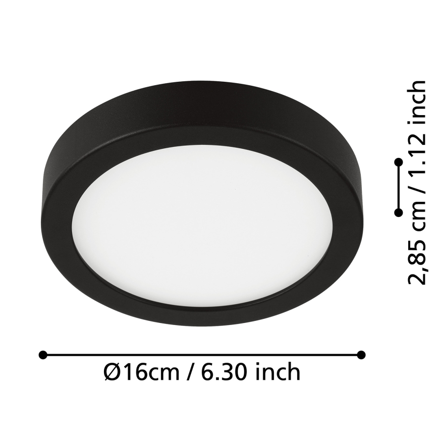 Eglo - Потолочный светильник для ванной LED, 11 Вт/230 В, IP44, черный, Ø 16 см