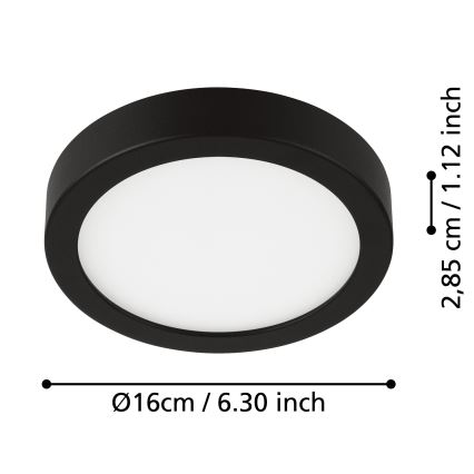 Eglo - Світлодіодний стельовий світильник для ванної кімнати LED/11W/230V IP44 чорний
