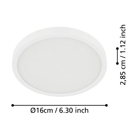 Eglo - Світлодіодний стельовий світильник для ванної кімнати LED/11W/230V IP44 білий