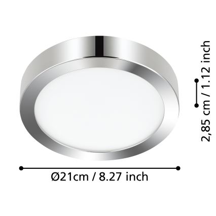 Eglo - Светодиодный потолочный светильник для ванной комнаты LED/17W/230V IP44 блестящий хром