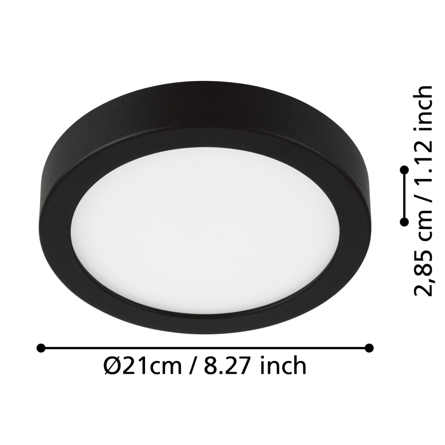 Eglo - Світлодіодний стельовий світильник для ванної кімнати LED/17W/230V IP44 чорний