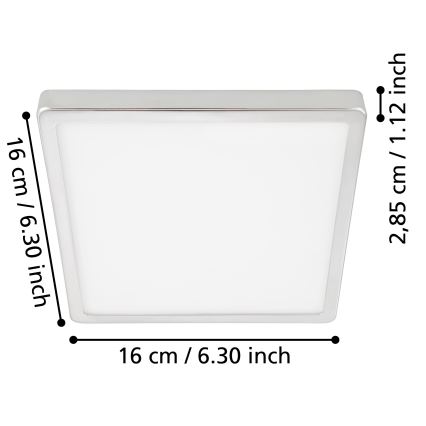 Eglo - светодиодный потолочный светильник для ванной LED/11W/230V IP44 полированный хром 16x16 см