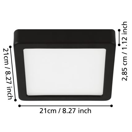 Eglo - потолочный светильник для ванной, LED/17 Вт/230 В, IP44, полированный хром, 21x21 см