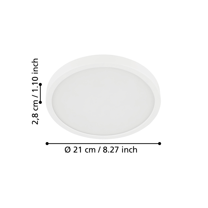 Eglo - Світлодіодний стельовий світильник для ванної кімнати LED/17W/230V білий IP44