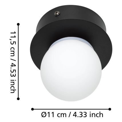 Eglo - Світлодіодний стельовий світильник для ванної кімнати LED/3,3W/230V IP44 чорний