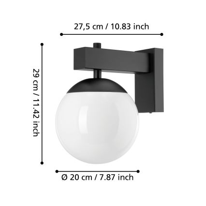 Eglo - Вуличний настінний світильник 1xE27/40W/230V чорний IP44