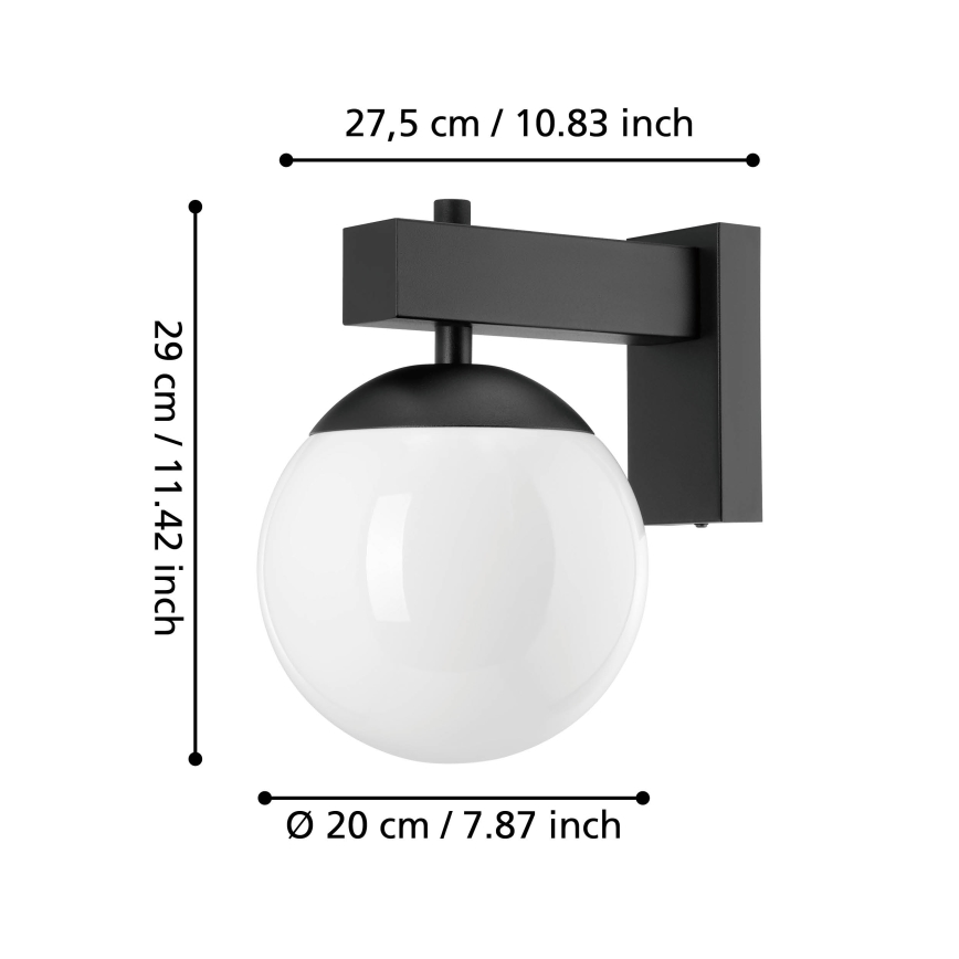 Eglo - Вуличний настінний світильник 1xE27/40W/230V чорний IP44