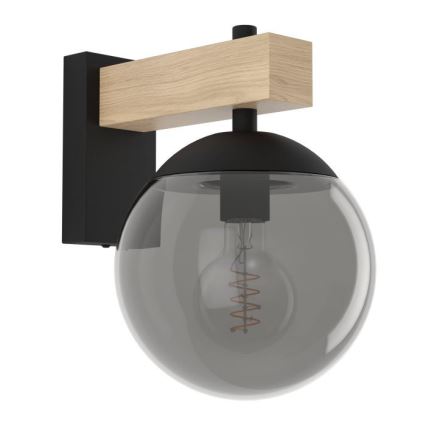Eglo - Вуличний настінний світильник 1xE27/40W/230V чорний/дерево IP44