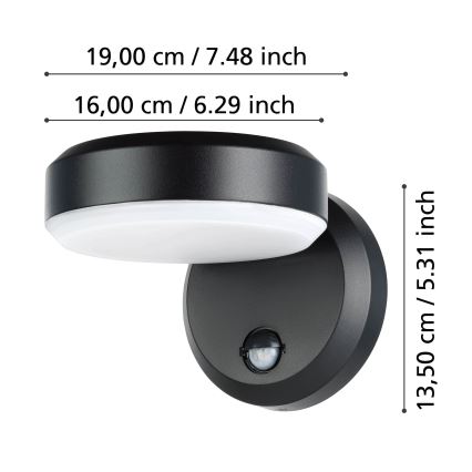 Eglo - LED Вуличний настінний світильник з датчиком LED/10,8/230V IP44