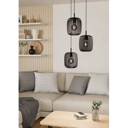 Eglo - Подвесная люстра 3xE27/40W/230V черный