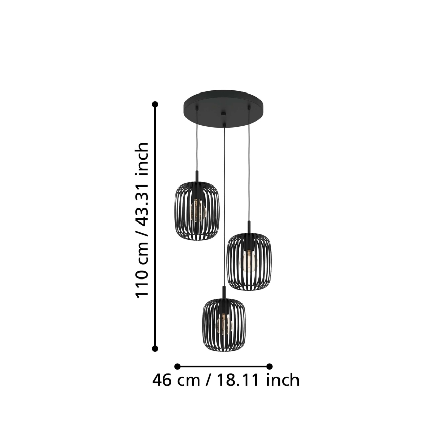 Eglo - Подвесная люстра 3xE27/40W/230V черный