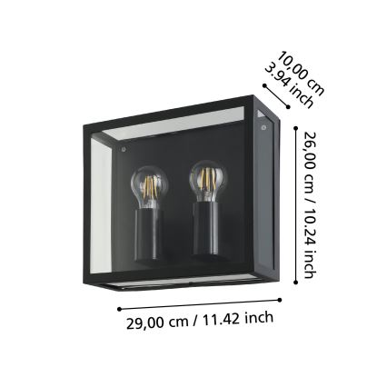 Eglo - Вуличний настінний світильник 2xE27/40W/230V IP44