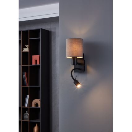 Eglo - Світлодіодний настінний світильник 1xE27/40W/230V + LED/3,8W коричневий