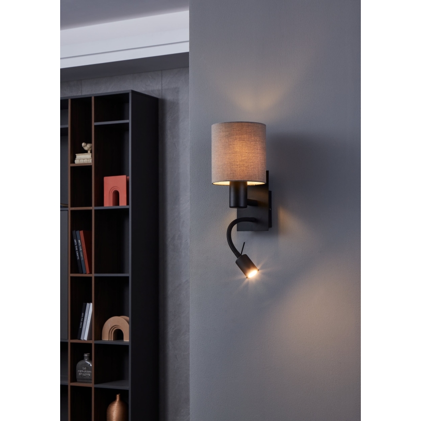 Eglo - Світлодіодний настінний світильник 1xE27/40W/230V + LED/3,8W коричневий