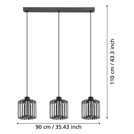 Eglo - Светодиодная подвесная RGBW-люстра с регулированием яркости 3xLED/3,7W/230V 2700-6500K