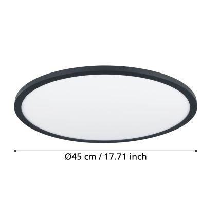 Eglo - Світлодіодний стельовий світильник з регулюванням яскравості LED/33,5W/230V діаметр 45 cm чорний