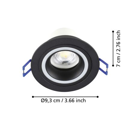 Eglo - LED RGBW Стельовий вбудований світильник з регулюванням яскравості LED/4,7W/230V чорний