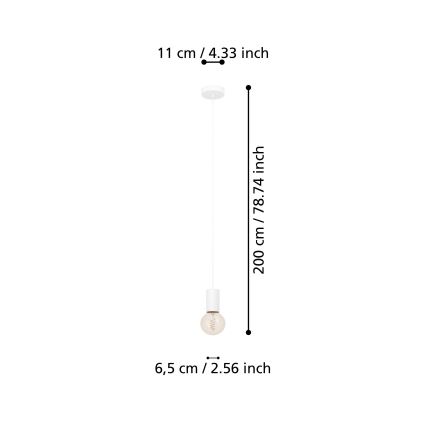 Eglo - Підвісна люстра 1xE27/40W/230V білий