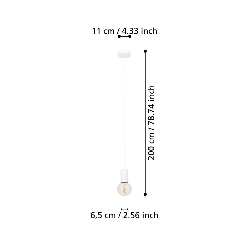 Eglo - Підвісна люстра 1xE27/40W/230V білий