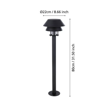Eglo - Вулична лампа 1xE27/40W/230V 80 см IP65