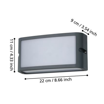 Eglo - Вуличний світлодіодний настінний світильник LED/10,5W/230V антрацит IP54