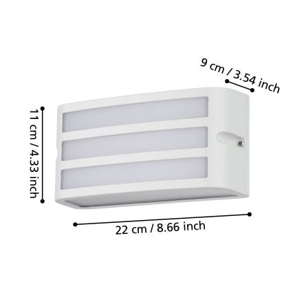 Eglo - Вуличний настінний світильник 1xE27/40W/230V білий IP54